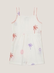 Monsoon 100% Cotton Palm Tree Embroidered Playsuit - صورة 2 من 3