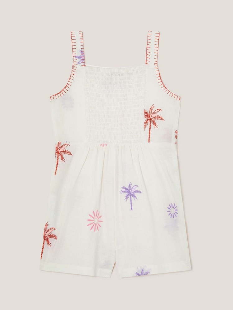 Monsoon 100% Cotton Palm Tree Embroidered Playsuit - صورة 2 من 3