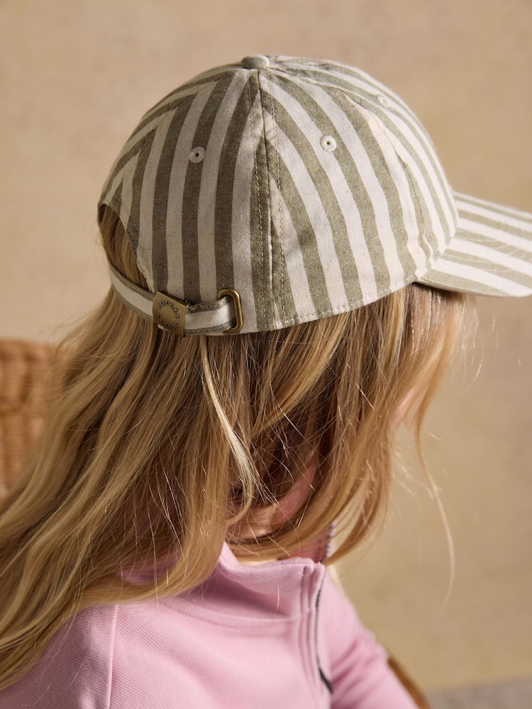 Joules Daley Stripe Green Ecru Baseball Cap - Image 2 of 7