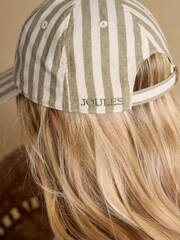 Joules Daley Stripe Green Ecru Baseball Cap - Image 3 of 7