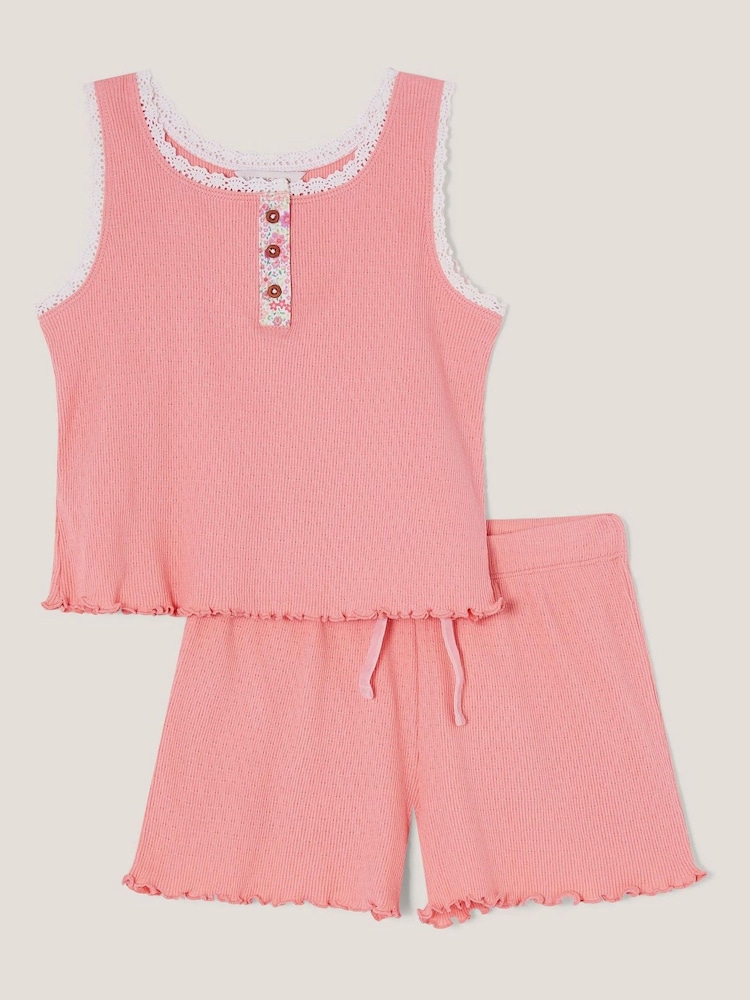 Розовый - Monsoon Floral Jersey Short Pyjamas Set - Изображение 1 из 3