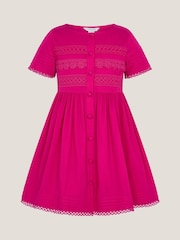 Monsoon Pink 100% Cotton Embroidered Short Sleeve Dress - Image 2 of 4