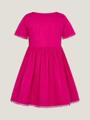 Monsoon Pink 100% Cotton Embroidered Short Sleeve Dress - Image 3 of 4