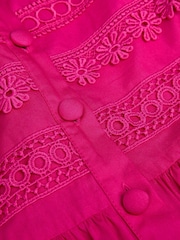 Monsoon Pink 100% Cotton Embroidered Short Sleeve Dress - Image 4 of 4