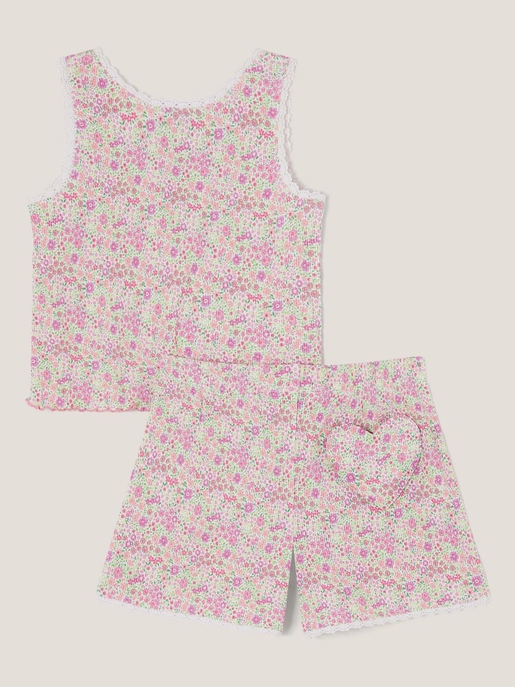 розовый болт - Monsoon Floral Jersey Short Pyjamas Set - Изображение 2 из 3
