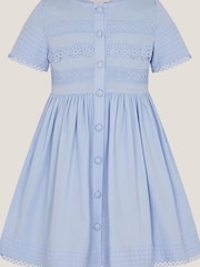 Monsoon Blue 100% Cotton Embroidered Short Sleeve Dress - Image 1 of 2