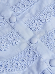 Monsoon Blue 100% Cotton Embroidered Short Sleeve Dress - Image 2 of 2