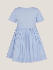 Monsoon Blue 100% Cotton Embroidered Short Sleeve Dress - Image 2 of 3