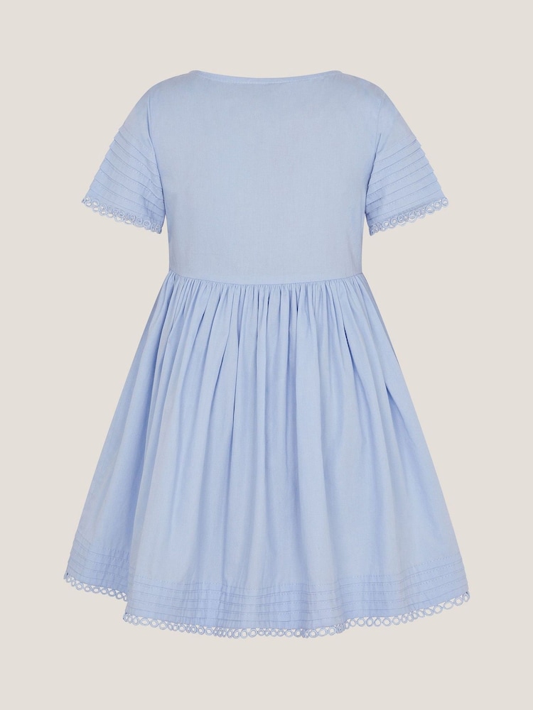 Monsoon Blue 100% Cotton Embroidered Short Sleeve Dress - Image 2 of 3 Monsoon Blue 100% Cotton Embroidered Short Sleeve Dress - Image 2 of 3