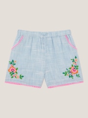 Monsoon Floral Embroidered Slub Shorts - Imagen 1 de 3