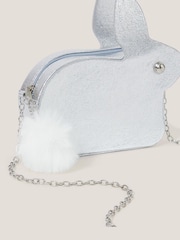 Monsoon Silver Faux Fur Pom Pom Bunny Bag - Image 3 of 4