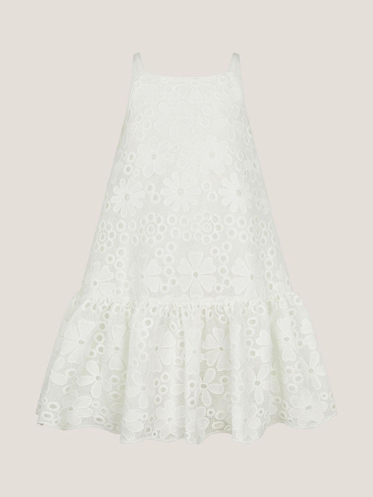 Monsoon White Harper Lace Daisy Bow Dress - Image 1 of 3