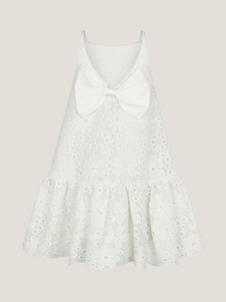 Monsoon White Harper Lace Daisy Bow Dress - Image 2 of 3