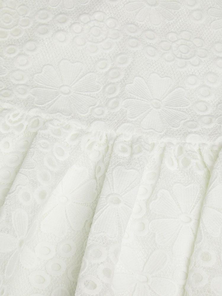 Monsoon White Harper Lace Daisy Bow Dress - Image 3 of 3