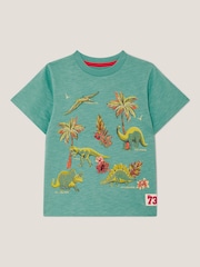 Monsoon Green 100% Cotton Dinosaur Print T-Shirt - Image 1 of 3