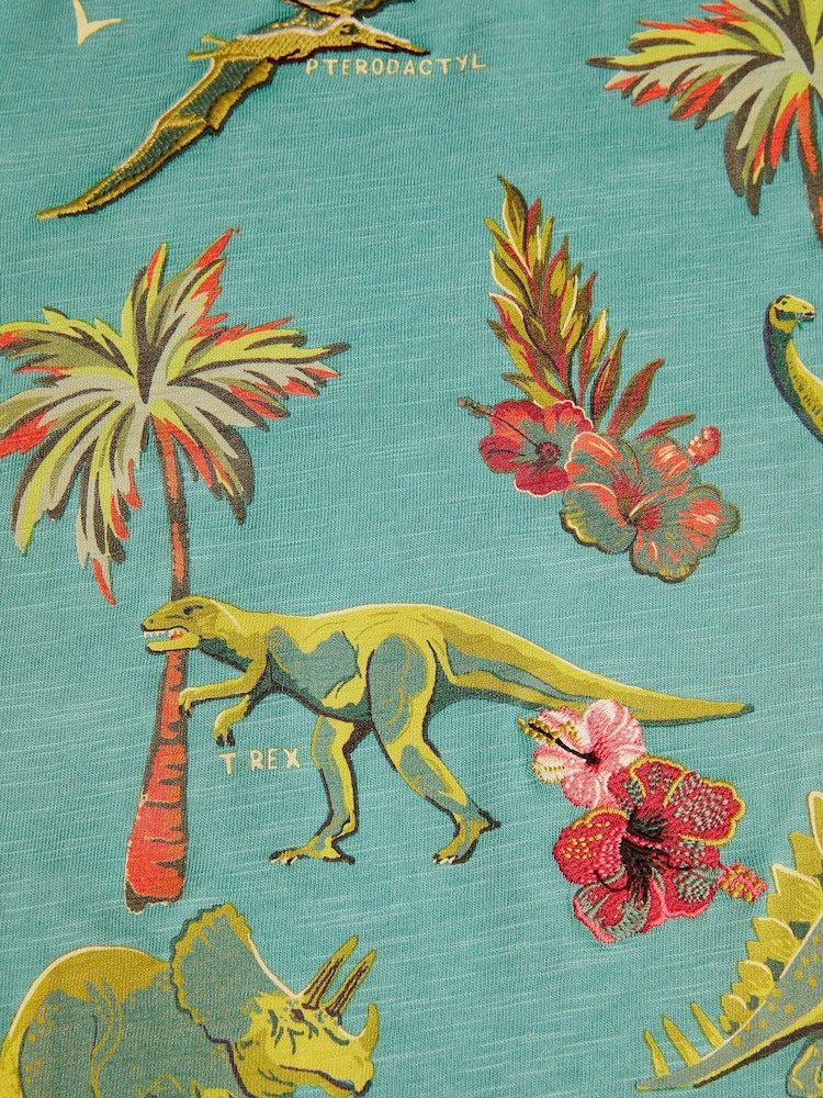 Monsoon Green 100% Cotton Dinosaur Print T-Shirt - Image 3 of 3