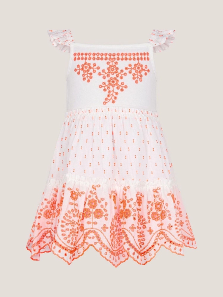 Monsoon Orange Baby Broderie Tiered Sundress - Image 1 of 3