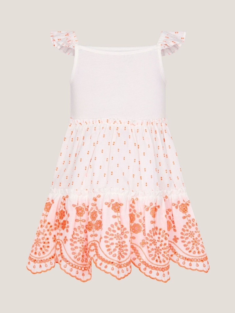 Monsoon Orange Baby Broderie Tiered Sundress - Image 2 of 3