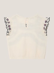 Monsoon Natural 100% Cotton Embroidered Frill T-Shirt - Image 2 of 3