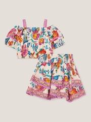 Monsoon Natural 100% Cotton Aurelia Floral Print Top and Skirt Set - Image 3 of 4