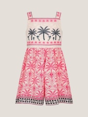 Monsoon Palm Print Embroidered Playsuit - صورة 2 من 4