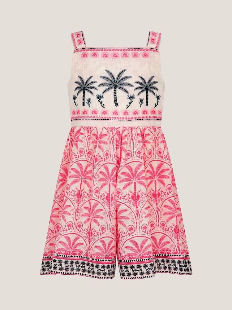 Monsoon Palm Print Embroidered Playsuit - صورة 2 من 4