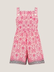 Monsoon Palm Print Embroidered Playsuit - صورة 3 من 4