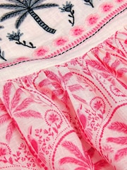 Monsoon Palm Print Embroidered Playsuit - صورة 4 من 4