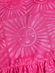 Monsoon Pink 100% Cotton Sun Print Frilly Top - Image 3 of 3