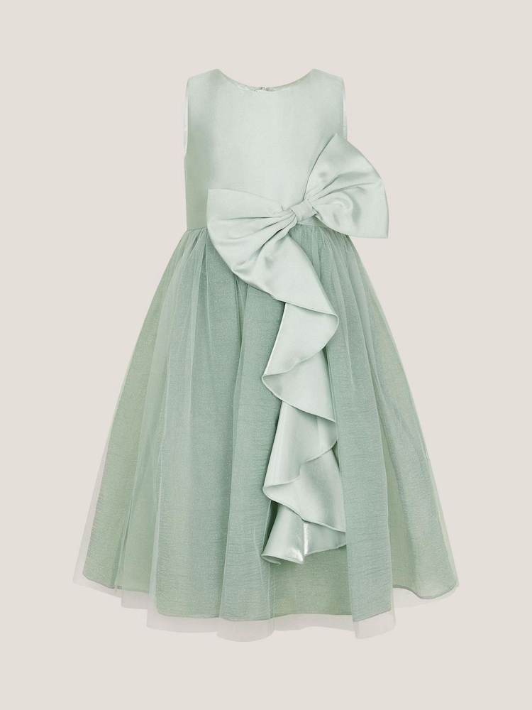 Monsoon Green Waterfall Bow Tulle Dress - Image 1 of 3