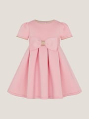 Monsoon Pink Baby Short Sleeve Bow Dress - Image 1 of 3