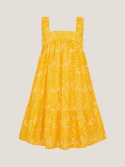 Monsoon Yellow 100% Cotton Sun Print Tier Dress - Image 1 of 3