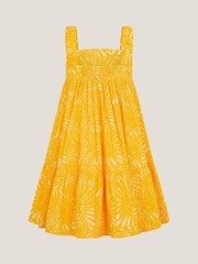 Monsoon Yellow 100% Cotton Sun Print Tier Dress - Image 2 of 3
