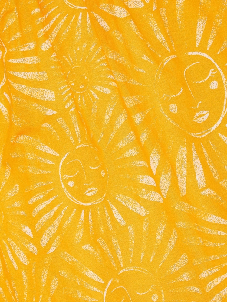 Monsoon Yellow 100% Cotton Sun Print Tier Dress - Image 3 of 3