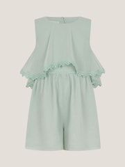 Monsoon Green Leia Lace Trim Tier Playsuit - Image 1 of 3