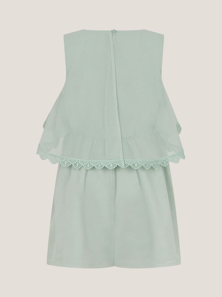 Monsoon Green Leia Lace Trim Tier Playsuit - Image 2 of 3