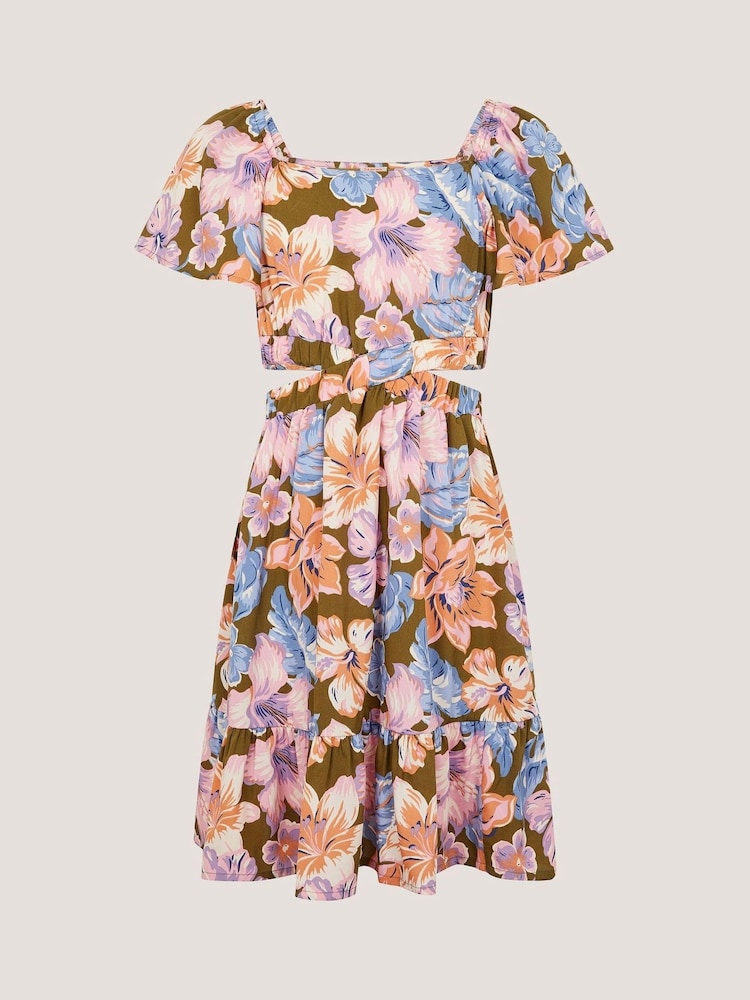 Monsoon Green Floral Cut Out Party Dress - Image 1 of 3