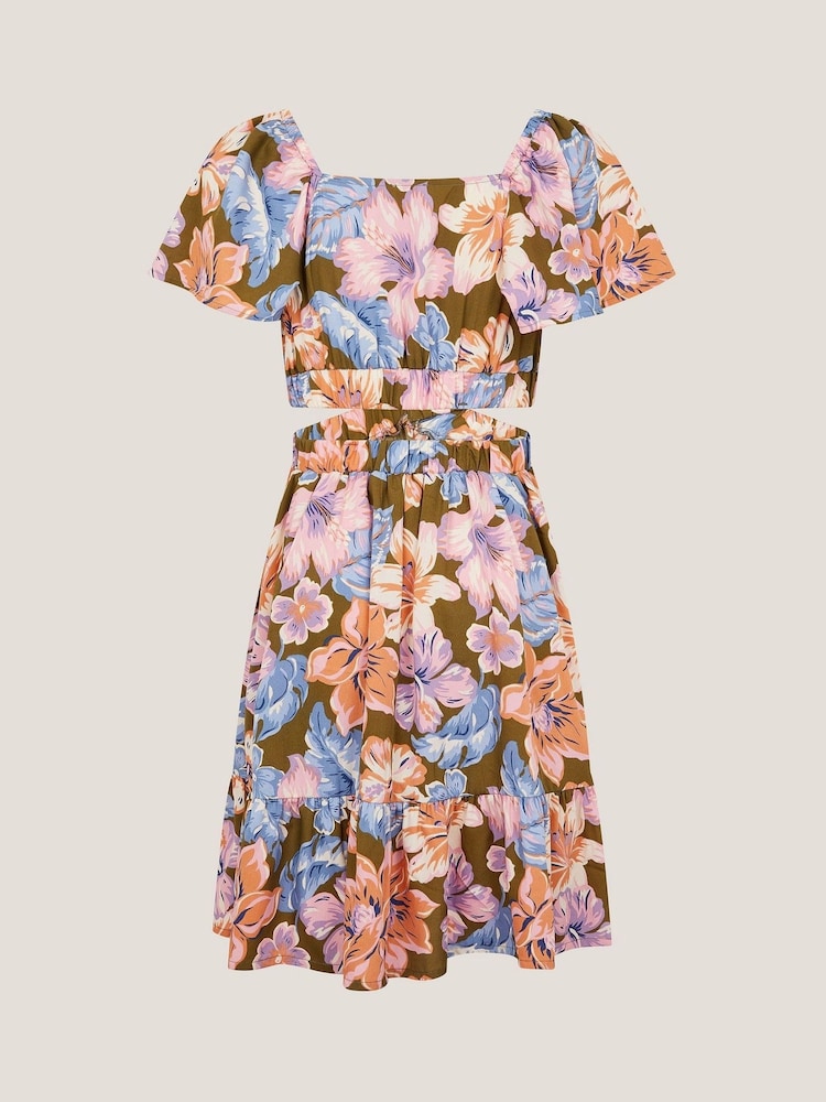 Monsoon Green Floral Cut Out Party Dress - Image 2 of 3
