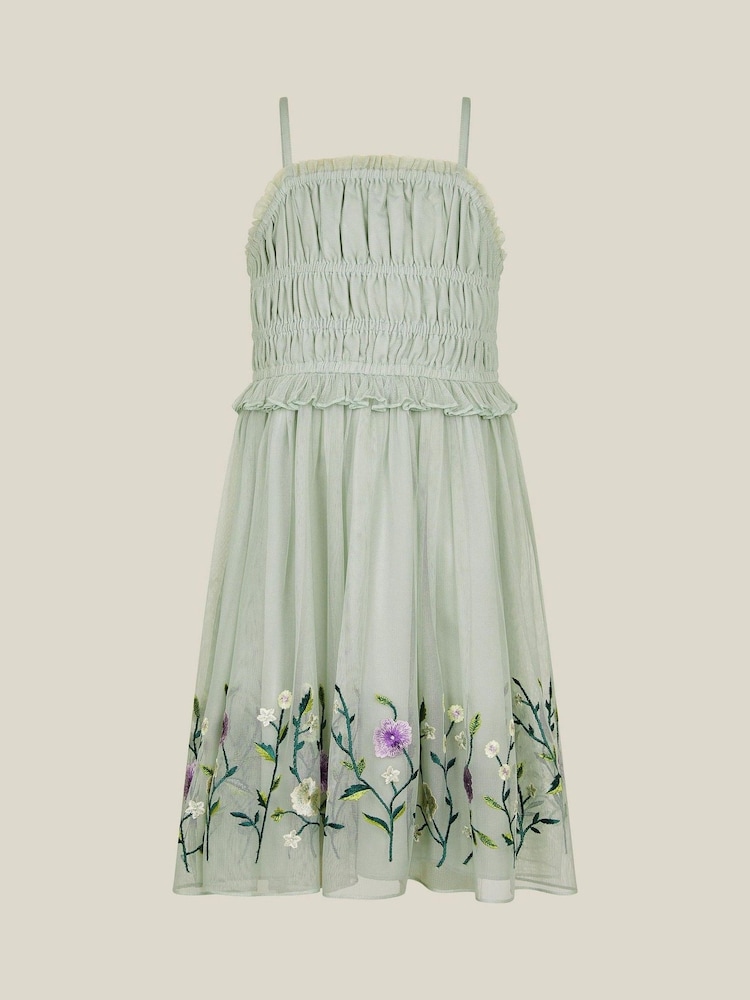 Monsoon Green Sloan Tulle Embroidered Party Dress - Image 1 of 3