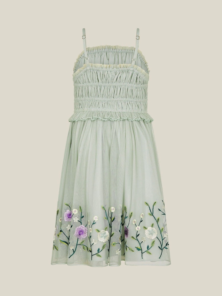 Monsoon Green Sloan Tulle Embroidered Party Dress - Image 2 of 3
