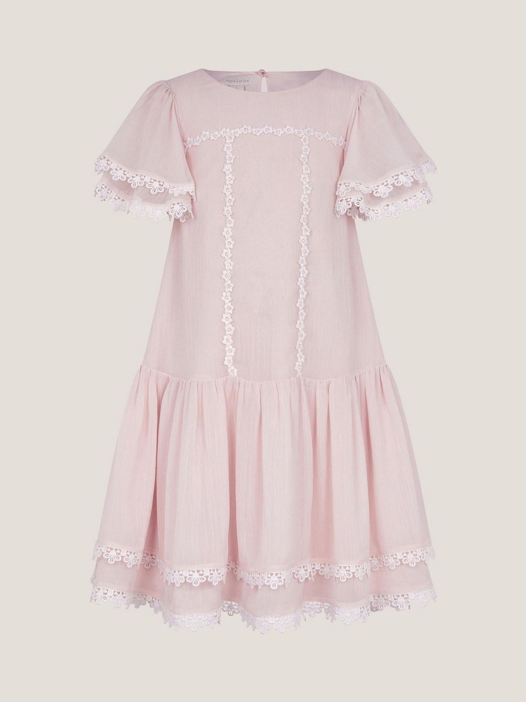 Monsoon Pink Antonia Drop Waist Flower Dress - Image 1 of 3