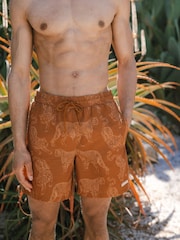 Chelsea Peers Brown Tonal Tiger Print Swim Shorts - Image 2 of 5