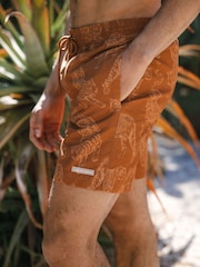 Chelsea Peers Brown Tonal Tiger Print Swim Shorts - Image 3 of 5