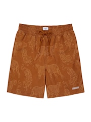 Chelsea Peers Brown Tonal Tiger Print Swim Shorts - Image 4 of 5