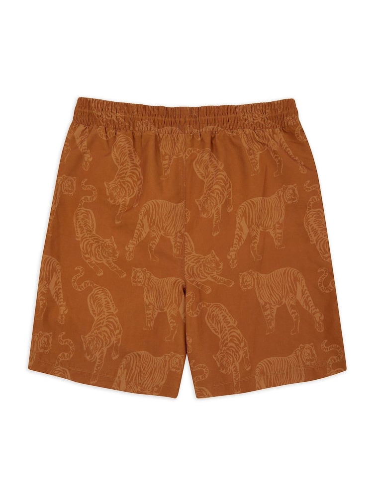 Chelsea Peers Brown Tonal Tiger Print Swim Shorts - Image 5 of 5