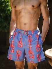 Chelsea Peers Blue Lobster Print Swim Shorts - Image 2 of 5