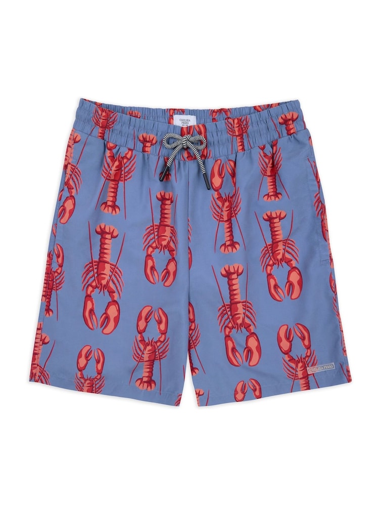 Albastru - Pantaloni scurți de baie Chelsea Peers cu imprimeu homar - Image 4 of 5
