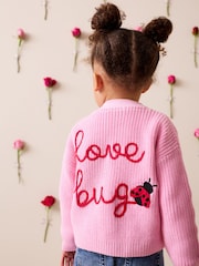 Pink Love Bug Cardigan (3mths-7yrs) - Image 1 of 7