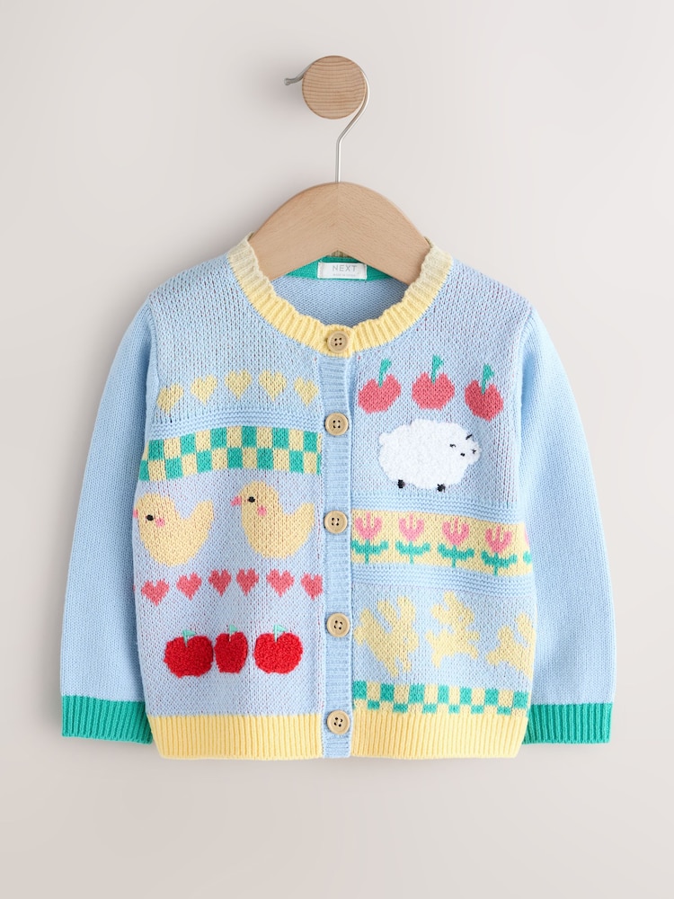 Blue Farm Animal Cardigan (3mths-7yrs) - Image 1 of 4