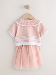 粉色 - Knitted Top And Mesh Skirt Set (3mths-10yrs) - 圖片 6，共 8